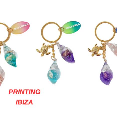 991081 - Llavero Ibiza epoxy shell gold sea turtle