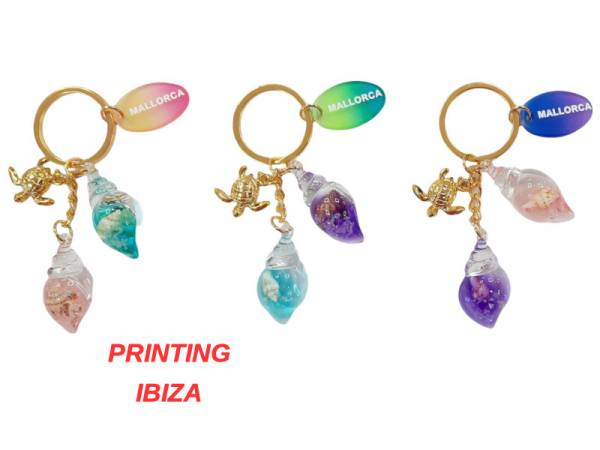 991081 - Llavero Ibiza epoxy shell gold sea turtle