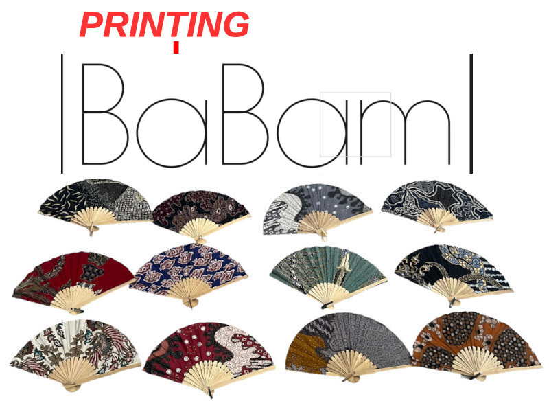 7335577 - Etnico abanico bamboo batik babam (surt 12 color) 23 cm