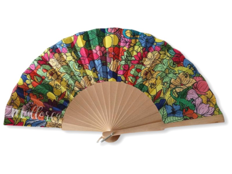 252021 - Huca beach abanico mad 23 cm flores lagartos mallorca