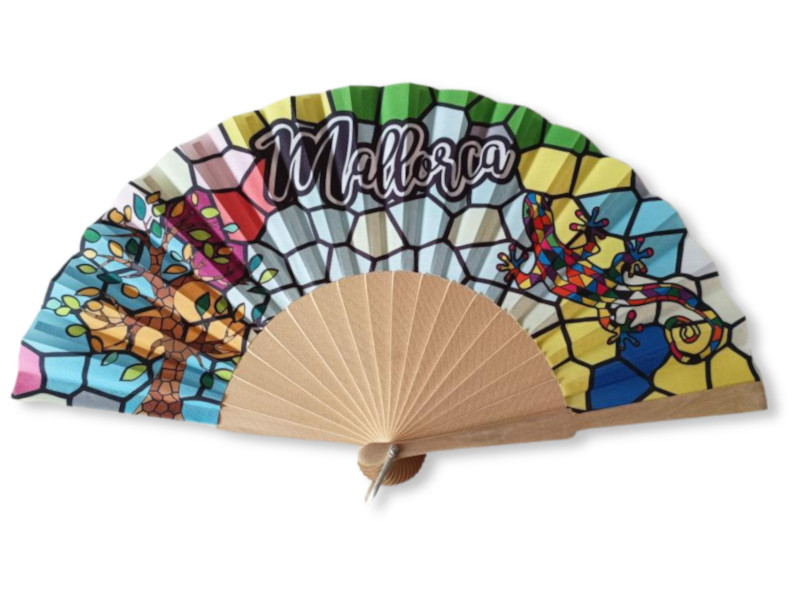 252025 - Huca beach abanico mad 23 cm lagarto arbol mosaico mallorca