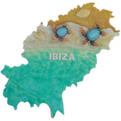 525141 - Iman at25gfb013 pc epoxy seaside landscape green sea and 2 blue turtles ibiza10x7.5cm