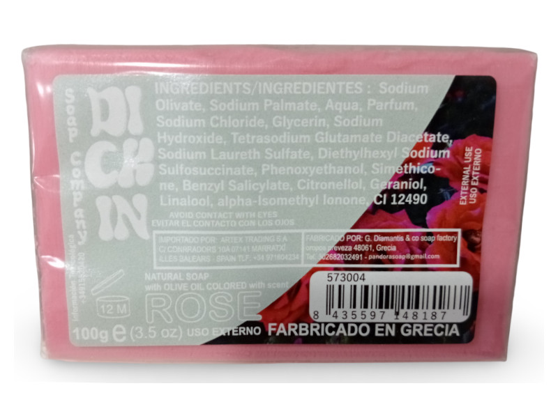 573004 - Dickin Jabon natural Colored Rose 080914 100g 8.5x5.5x2.5cm