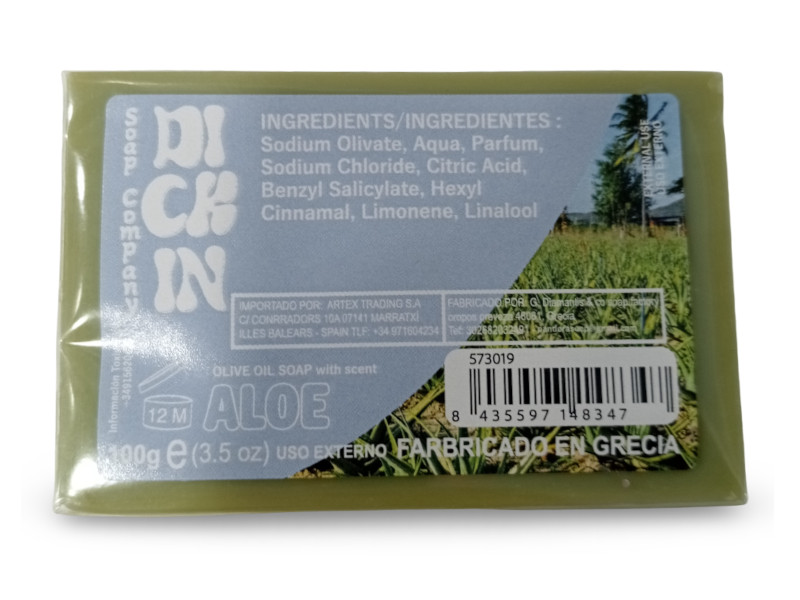 573019 - Dickin Jabon natural green aloe vera 080891 100g 8.5x5.5x2.5cm